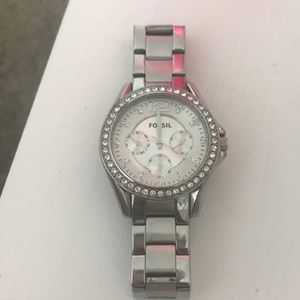 Silver Fossil Watch
